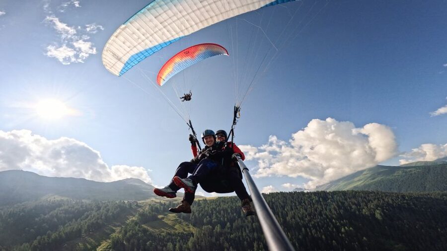 Davos: Tandem Paragliding Flight - Gear Up, Then The Short Run Into Air