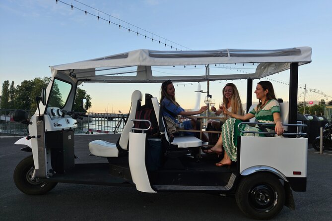 Fondue and wine private Tuk Tuk tour in Geneva - Jet dEau Lake Views, Beaches, and the City’s Symbol Start
