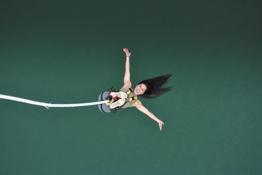 From Interlaken: Stockhorn Bungee Jump - Weighing and harnessing at the middle station, the calm before the jump