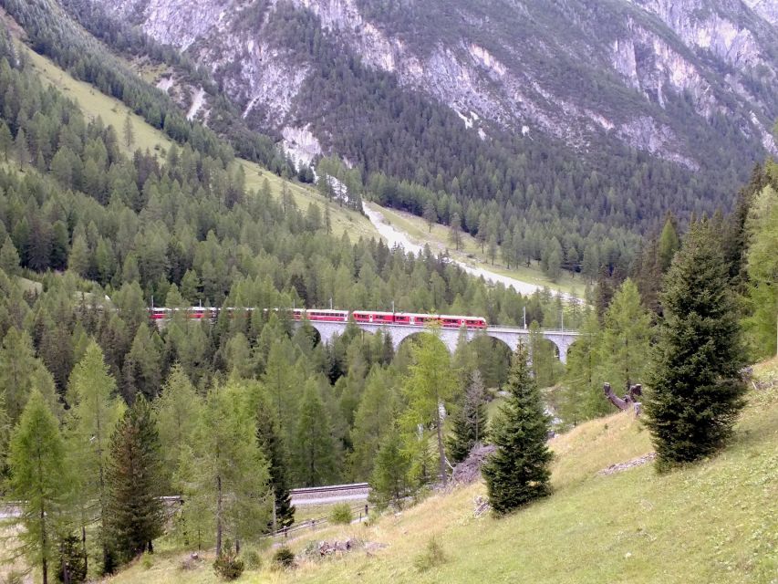 From Lake Como or Milan: Bernina Red Train Tour to St.Moritz - St. Moritz free time: historic center, Alpine scenery, and real lunch options
