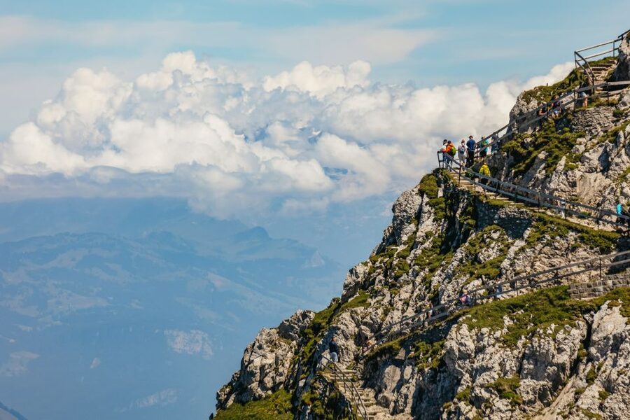 Lucerne: Mt. Pilatus Cable Car, Cogwheel Train & Lake Cruise - Mt. Pilatus top at 2,132 meters: hiking options and the panorama terrace