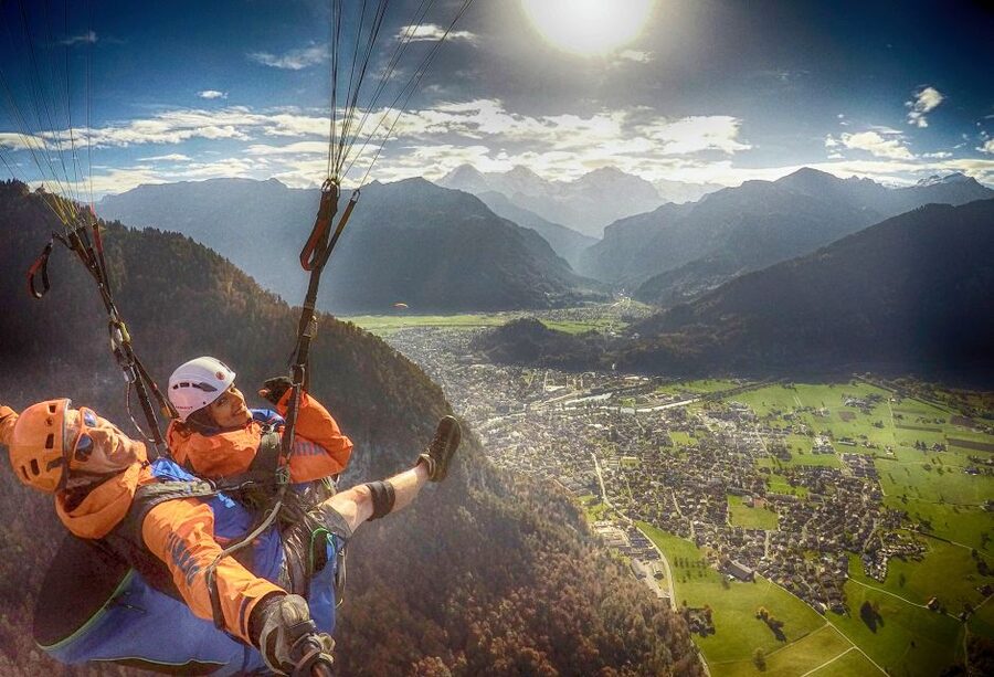Paragliding Tandem Flight in Interlaken - Getting Instructions, Then Taking Off From Around 1,300m