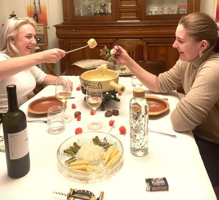 Traditional Swiss Dinner: Cheese Fondue, Appetizers/Dessert - Dessert that stays Swiss: fruit tart (Wähe) and an apple pie style ending
